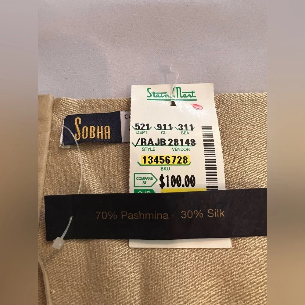 SOBHA 70%‎ CASHMERE 30% Silk Beige Sobha Scarf